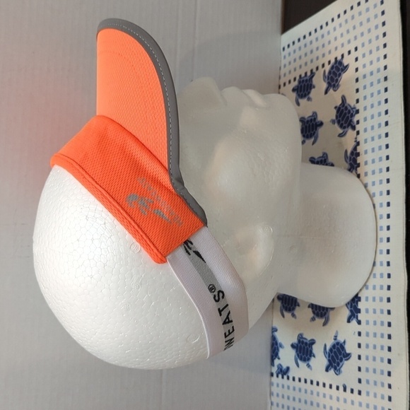 Head sweats Women's Bright Orange Visor w/Elastic Back One Size - Picture 2 of 10